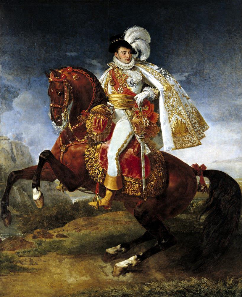 Equestrian Portrait of Jerome Bonaparte, vintage artwork by Antoine-Jean Gros, 12x8" (A4) Poster