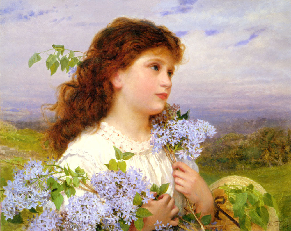 The Time of the Lilacs, vintage artwork by Sophie Gengembre Anderson, 12x8" (A4) Poster