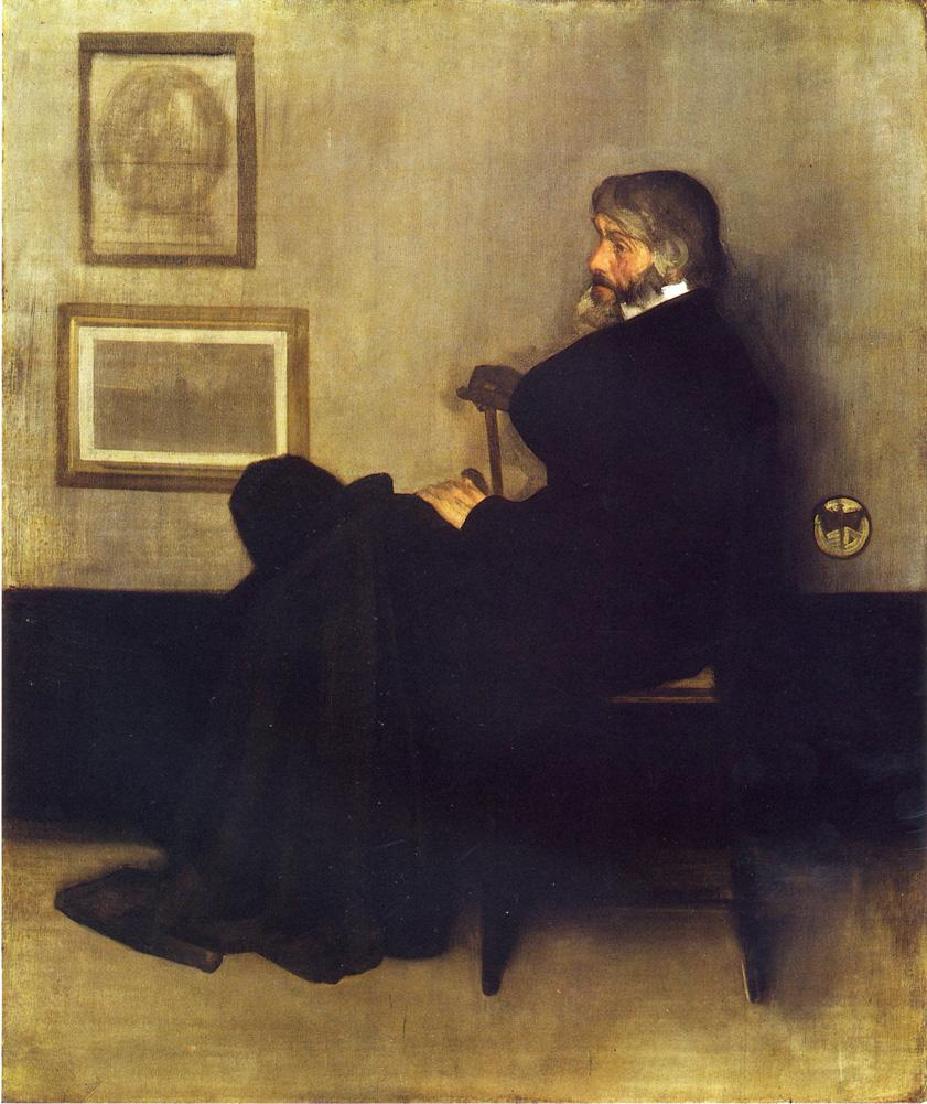 Arrangement in Grey and Black, No.2: Portrait of Thomas Carlyle, vintage artwork by James Abbott McNeill Whistler, 12x8" (A4) Poster