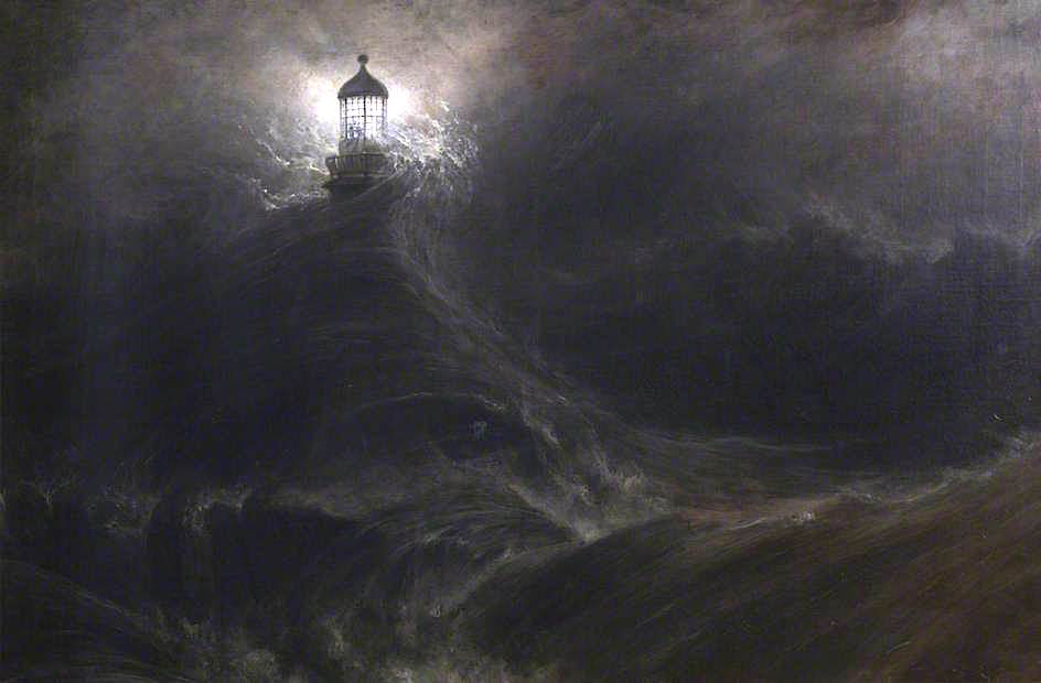 Eddystone Lighthouse, During a Storm, vintage artwork by William Daniell, 12x8" (A4) Poster