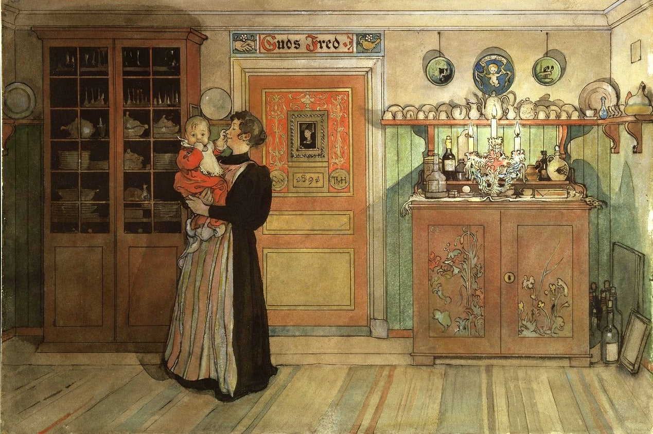 mas and New Year (from the series 'At Home') by Carl Larsson,A3(16x12")Poster