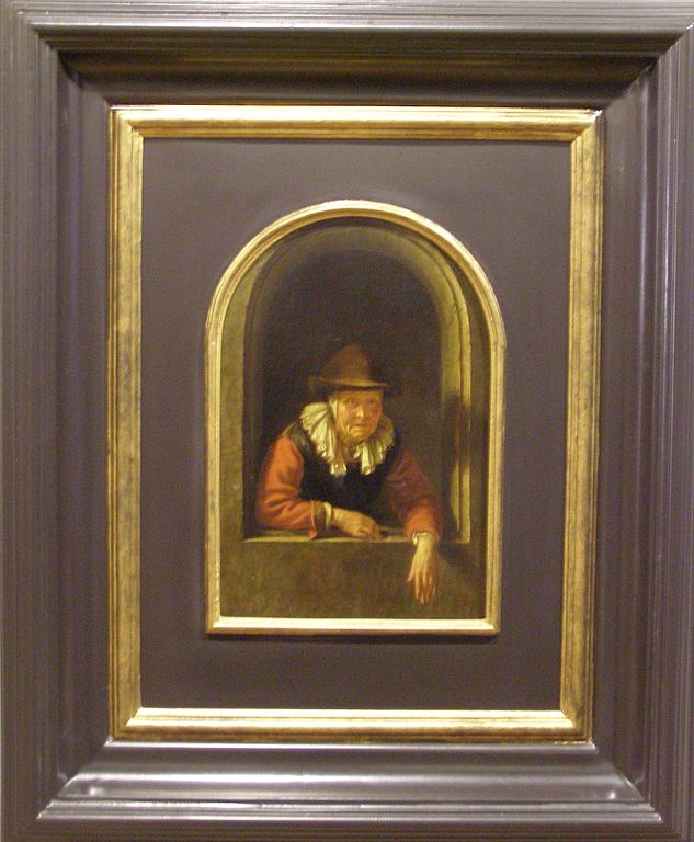 An Old Lady at a Window, vintage artwork by Gerrit Dou, 12x8" (A4) Poster