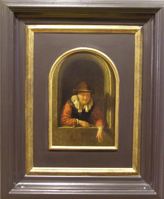 An Old Lady at a Window, vintage artwork by Gerrit Dou, 12x8" (A4) Poster