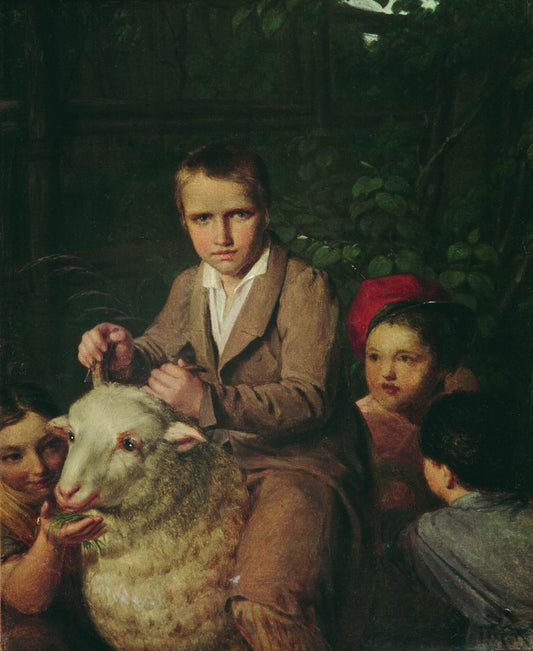 The Putyatin Children, vintage artwork by Alexei Venetsianov, 12x8" (A4) Poster