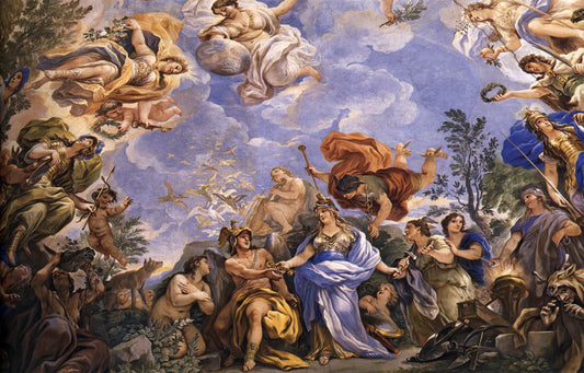 Decorative Ceiling (detail) in the Palazzo Medici Riccardi, vintage artwork by Luca Giordano, 12x8" (A4) Poster