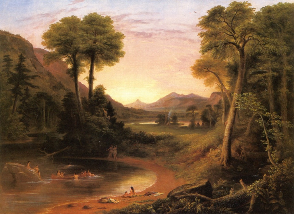 Indians Bathing - A Scene of New England, vintage artwork by Henry Cheever Pratt, A3 (16x12") Poster Print