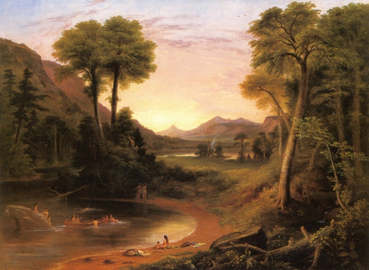 Indians Bathing - A Scene of New England, vintage artwork by Henry Cheever Pratt, A3 (16x12") Poster Print