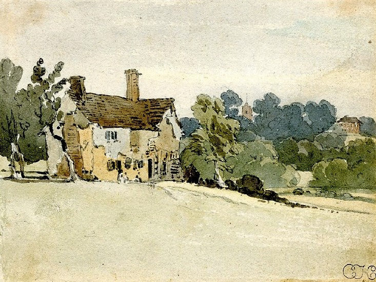 Cottage in a field, vintage artwork by Thomas Girtin, 12x8" (A4) Poster