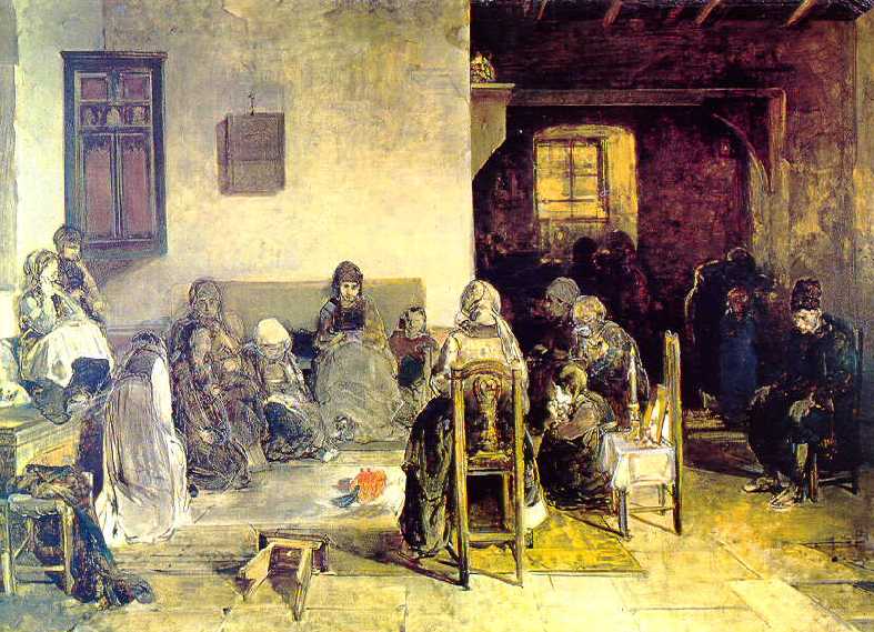 Mourning at Psara, vintage artwork by Nikiphoros Lytras, 12x8" (A4) Poster