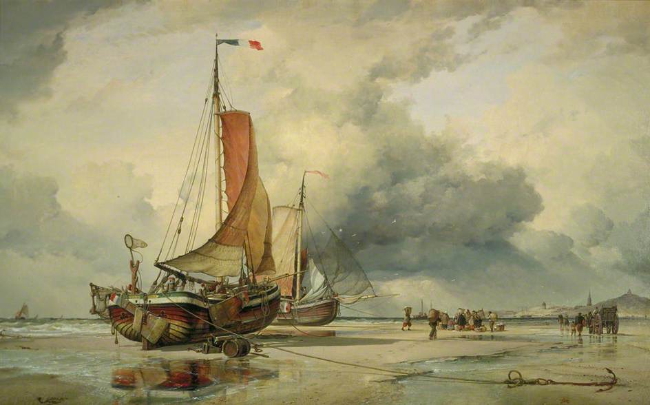 Dutch Pincks at Scheveningen, Holland, vintage artwork by Edward William Cooke, R.A., A3 (16x12") Poster Print