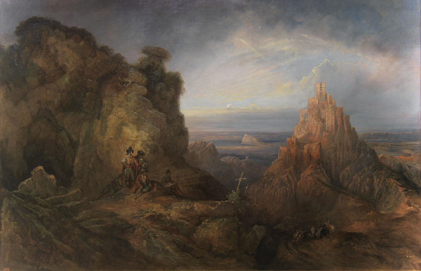 View of the Castle in Gaucín, vintage artwork by Genaro Perez Villaamil y Duguet, A3 (16x12") Poster Print