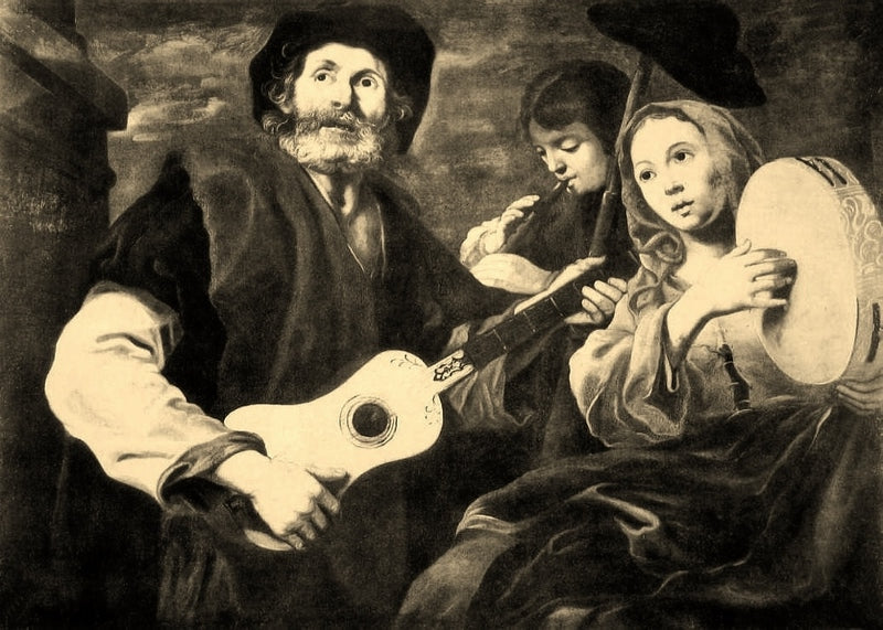 Travelling Musicians, vintage artwork by Bernhard Keil, 12x8" (A4) Poster