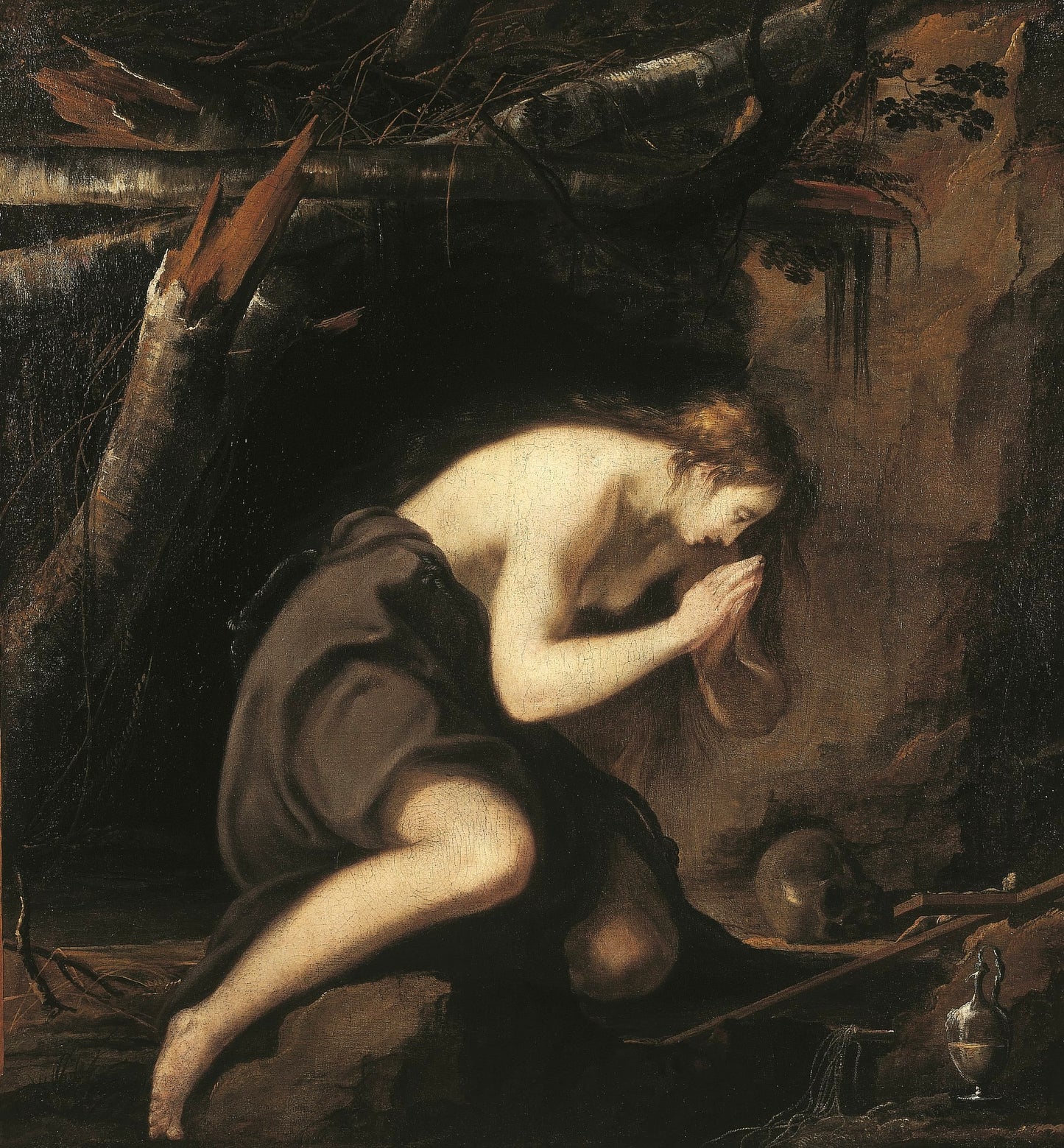 Mary Magdalene in Penitence, vintage artwork by Laurent de La Hyre, 12x8" (A4) Poster