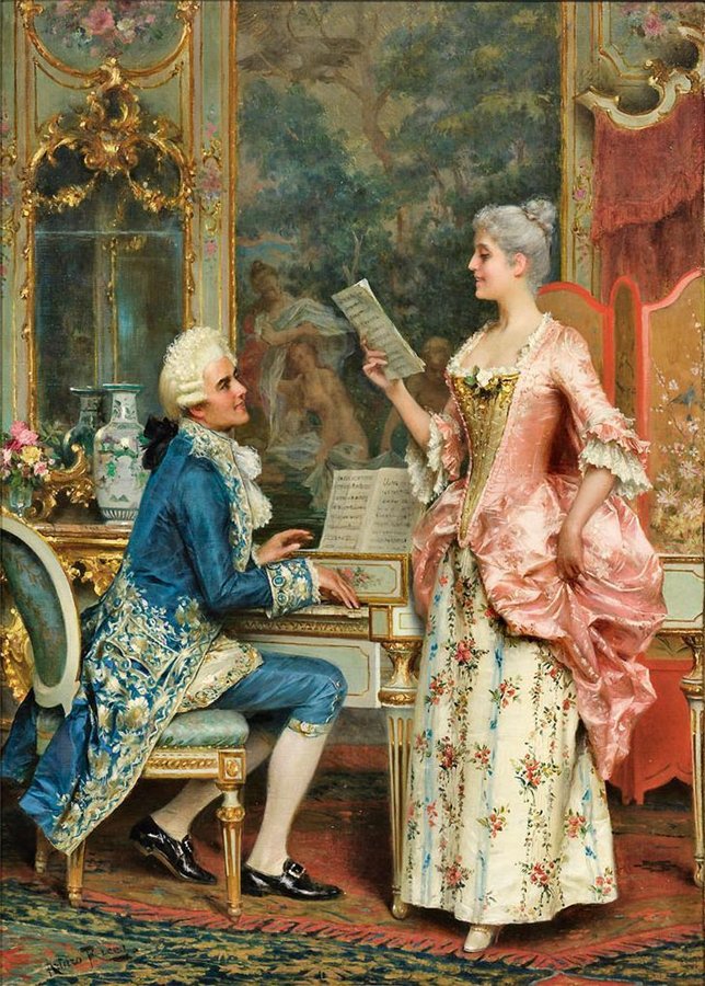 The Singing Lesson, vintage artwork by Arturo Ricci, 12x8" (A4) Poster
