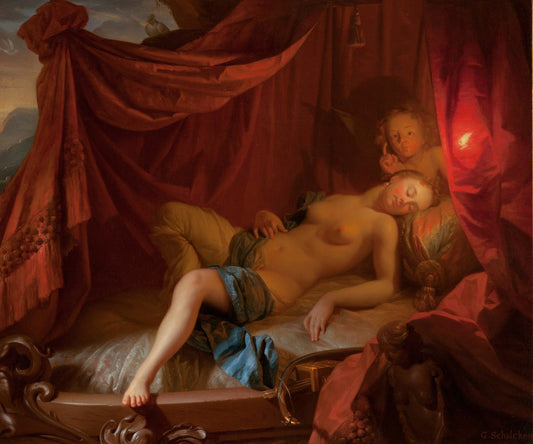 Sleeping Venus with Cupid, vintage artwork by Godfried Schalcken, 12x8" (A4) Poster