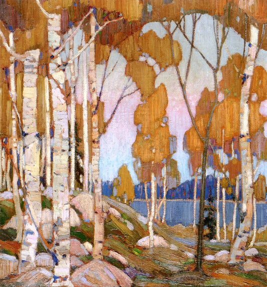 Decorative Landscape: Birches, vintage artwork by Tom Thomson, 12x8" (A4) Poster