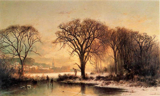 Winter in Medford, vintage artwork by Joseph Morviller, A3 (16x12") Poster Print