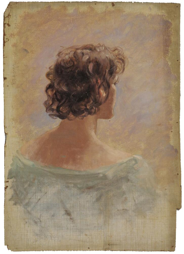 Male Head Study, Rearview, vintage artwork by Carl Gutherz, 12x8" (A4) Poster