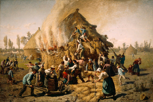 Fire in a Haystack, vintage artwork by Jules-Adolphe Breton, 12x8" (A4) Poster