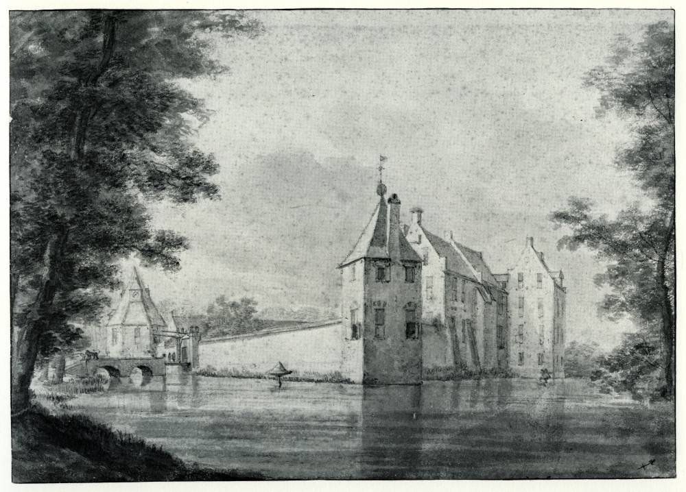Kasteel Schalkwijk in Schalkwijk, vintage artwork by Roelant Roghman, 12x8" (A4) Poster