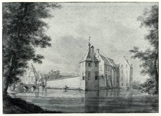 Kasteel Schalkwijk in Schalkwijk, vintage artwork by Roelant Roghman, 12x8" (A4) Poster