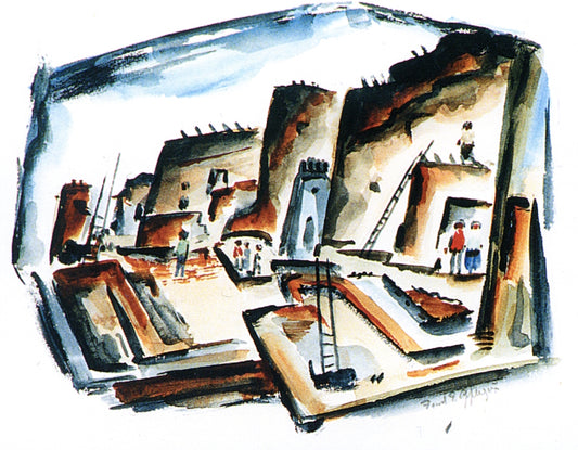 Walpi, Hopi Village, vintage artwork by Frank Applegate, 12x8" (A4) Poster