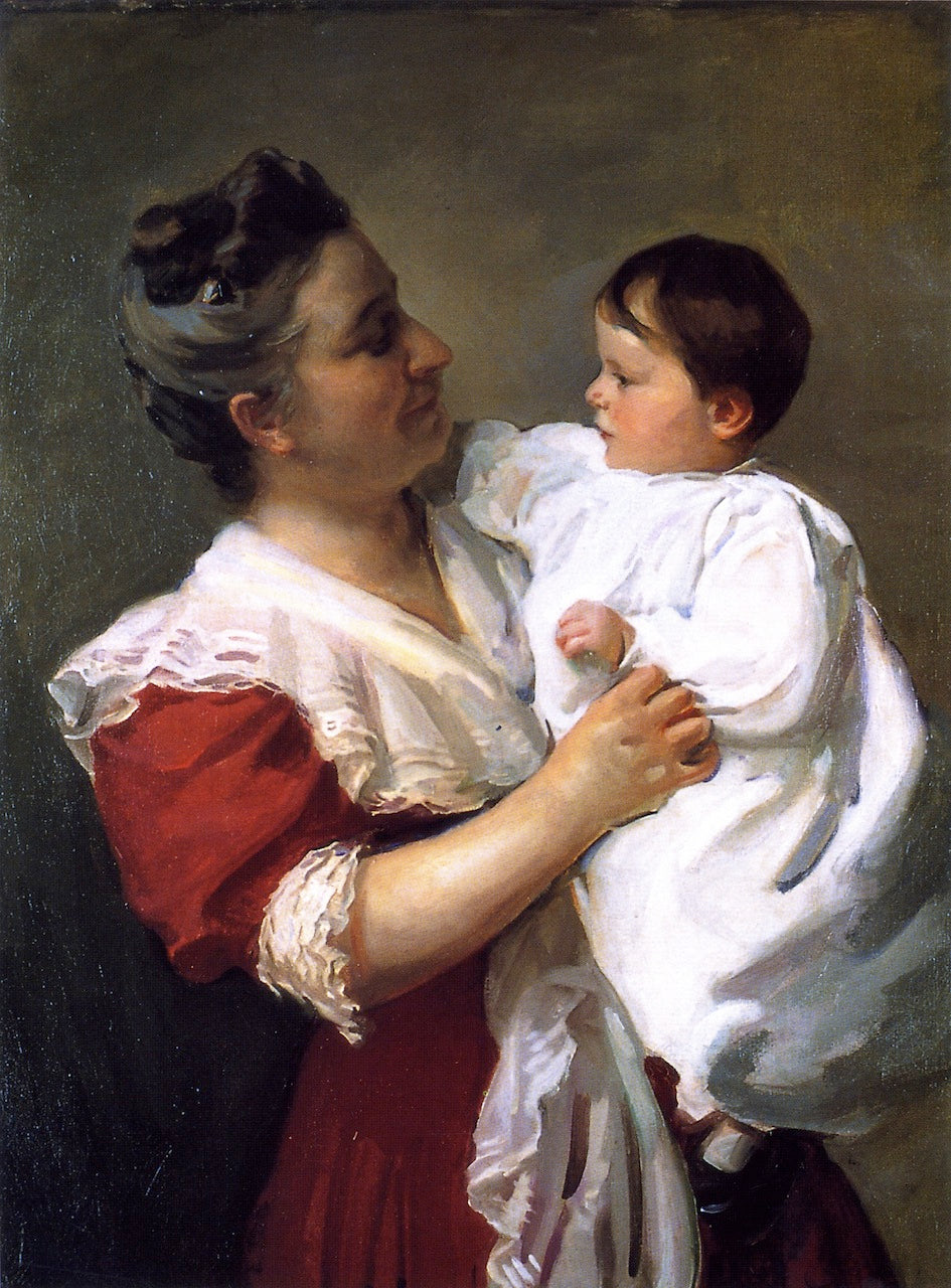 Mrs. Stedman Buttrick and Son John, vintage artwork by Cecilia Beaux, 12x8" (A4) Poster