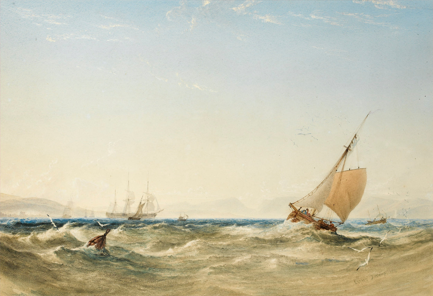 A Fresh Breeze off the West Coast of Scotland, vintage artwork by Anthony Vandyke Copley Fielding, 12x8" (A4) Poster