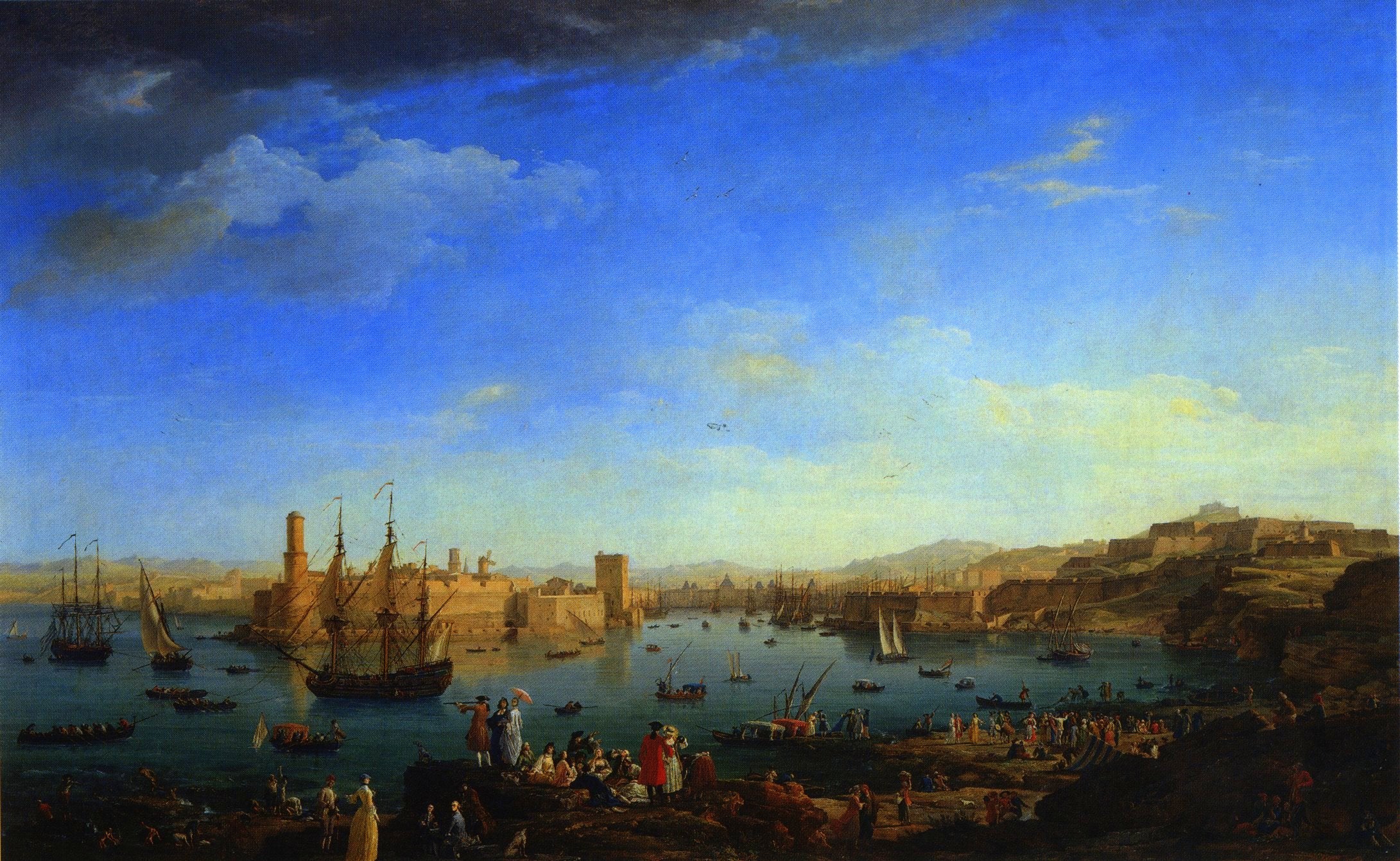 The Port of France, Marseille (Entry), vintage artwork by Claude-Joseph Vernet, 12x8" (A4) Poster