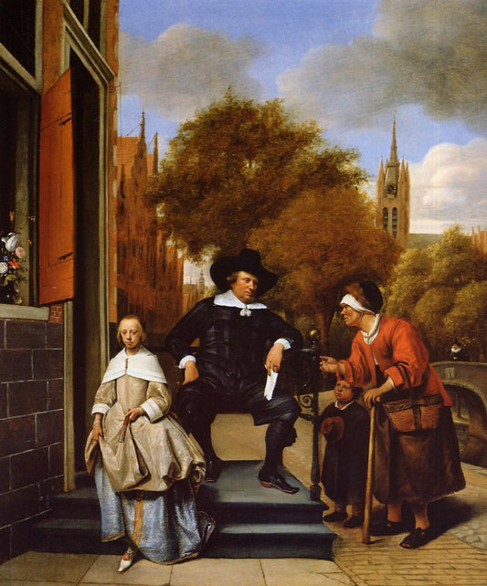Adolf and Catharina Croeser (The Burgomaster of Delft and His Daughter), vintage artwork by Jan Havicksz. Steen, 12x8" (A4) Poster