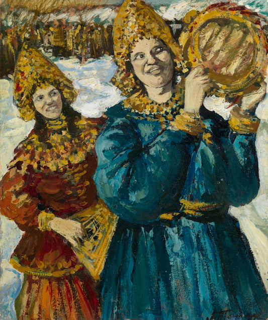 Feast Day in Ancient Russia, vintage artwork by Leonard Turzhansky, 12x8" (A4) Poster