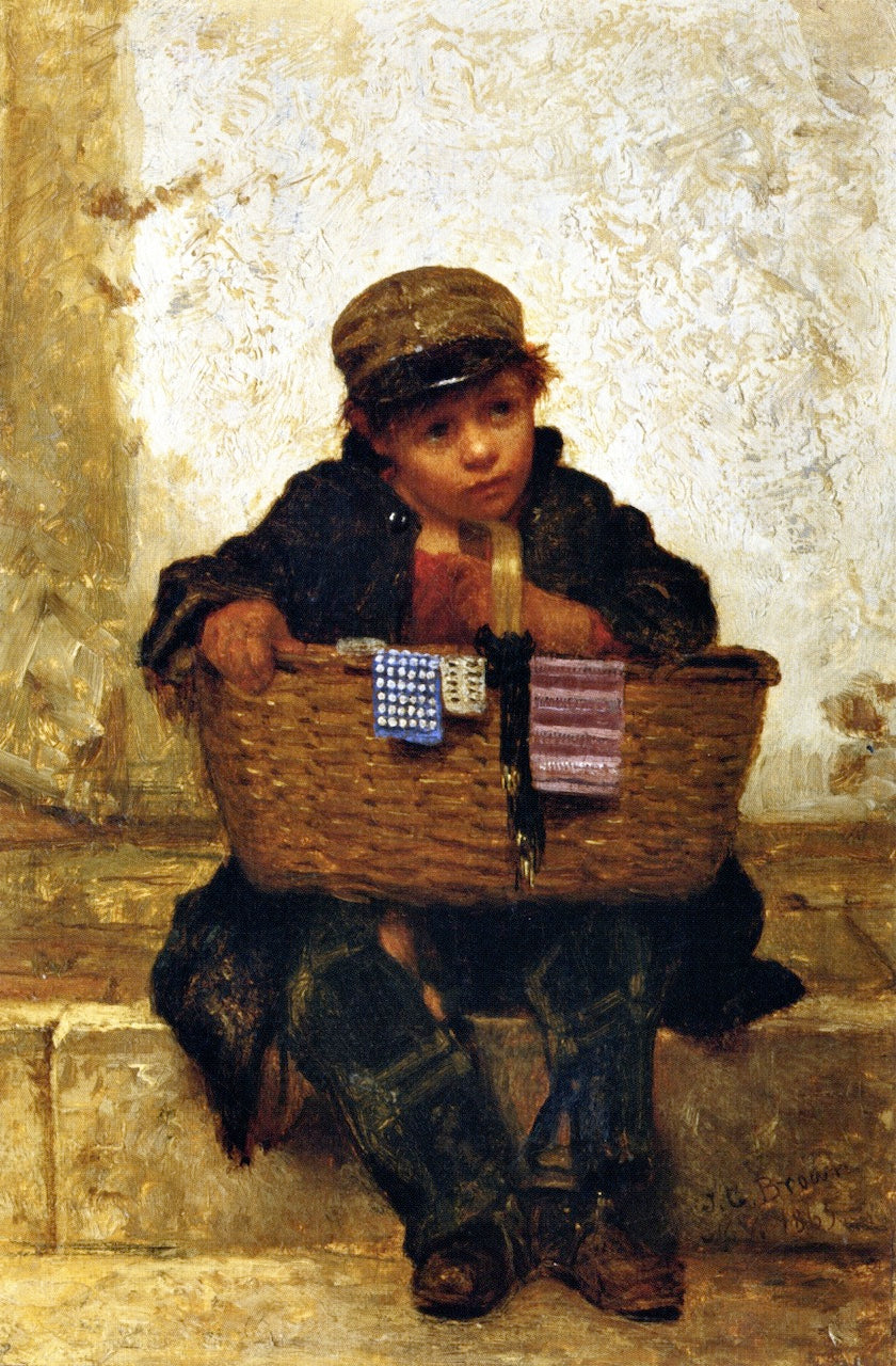 The Button Seller, vintage artwork by John George Brown, 12x8" (A4) Poster