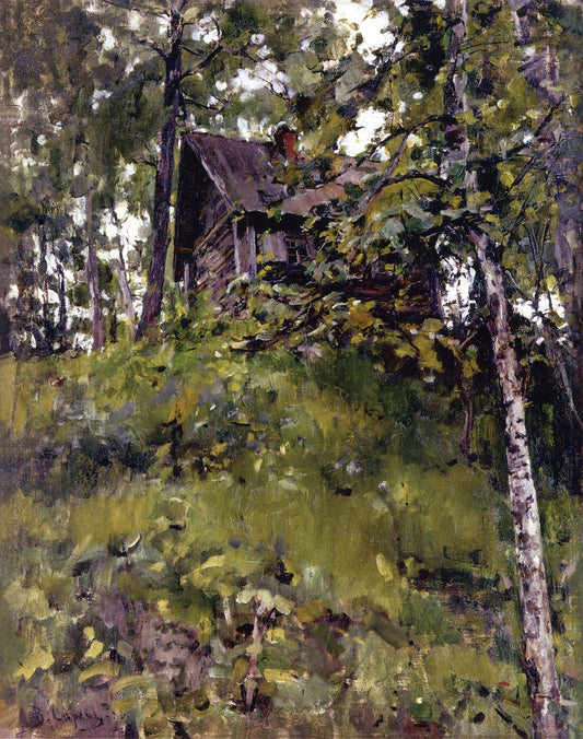 Old Bath House in Domotkanovo, vintage artwork by Valentin Serov, 12x8" (A4) Poster