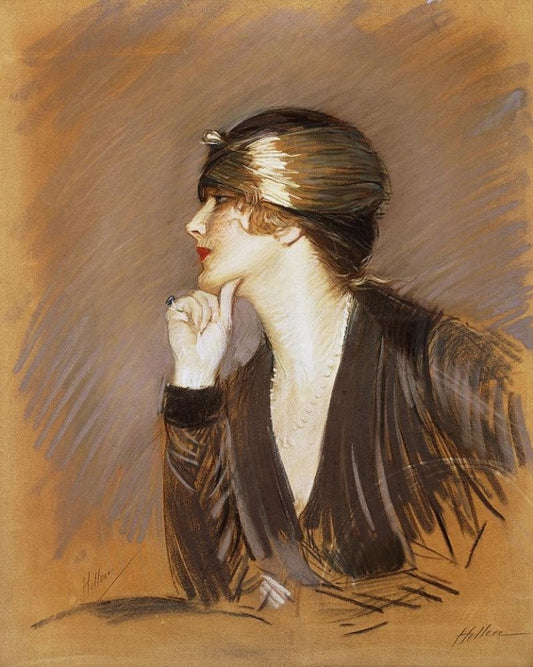 Portrait of Lucette, vintage artwork by Paul Cesar Helleu, 12x8" (A4) Poster
