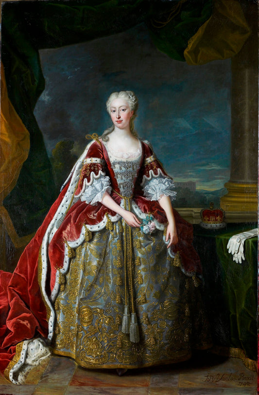 Portrait of Augusta, Princess of Wales, vintage artwork by Jean-Baptiste Van Loo, 12x8" (A4) Poster