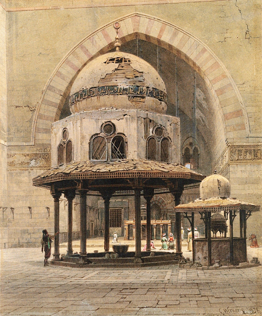 Mosque of Sultan Hassan, Cairo, vintage artwork by Carl Friedrich Heinrich Werner, A3 (16x12") Poster Print
