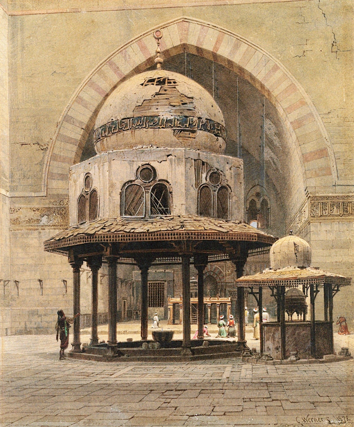 Mosque of Sultan Hassan, Cairo, vintage artwork by Carl Friedrich Heinrich Werner, A3 (16x12