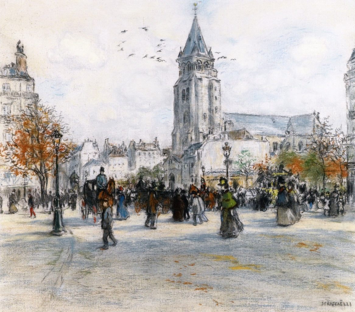 Saint-Germain des Pres by Jean-Franaois Raffaëlli,A3(16x12")Poster