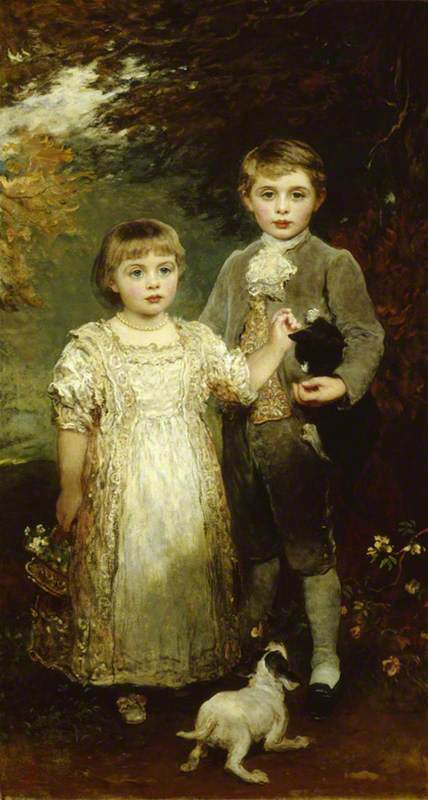 Arthur Victor Agar-Robartes and Edith Violet Kathleen Agar-Robartes as Children, vintage artwork by James Sant, R.A., A3 (16x12") Poster Print