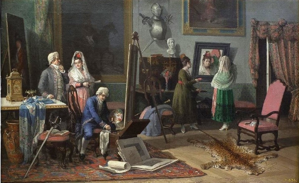In the Artist's Studio, vintage artwork by Pedro Rodriguez de la Torre, 12x8" (A4) Poster