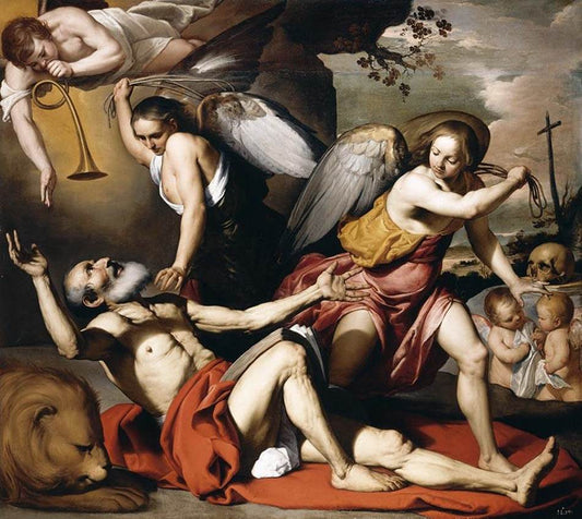 The Vision of St Jerome, vintage artwork by Bernardino Mei, 12x8" (A4) Poster