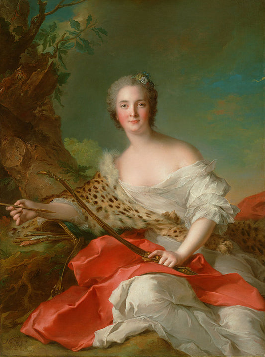 Portrait of Constance-Gabrielle-Magdeleine Bonnier de la Mosson as Diana, vintage artwork by Jean-Marc Nattier, 12x8" (A4) Poster