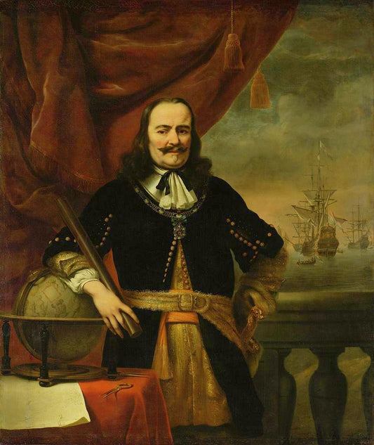 Portrait of Michiel Adriaansz. de Ruyter (1607–1676) as Lieutenant-Admiral, vintage artwork by Ferdinand Bol, 12x8" (A4) Poster