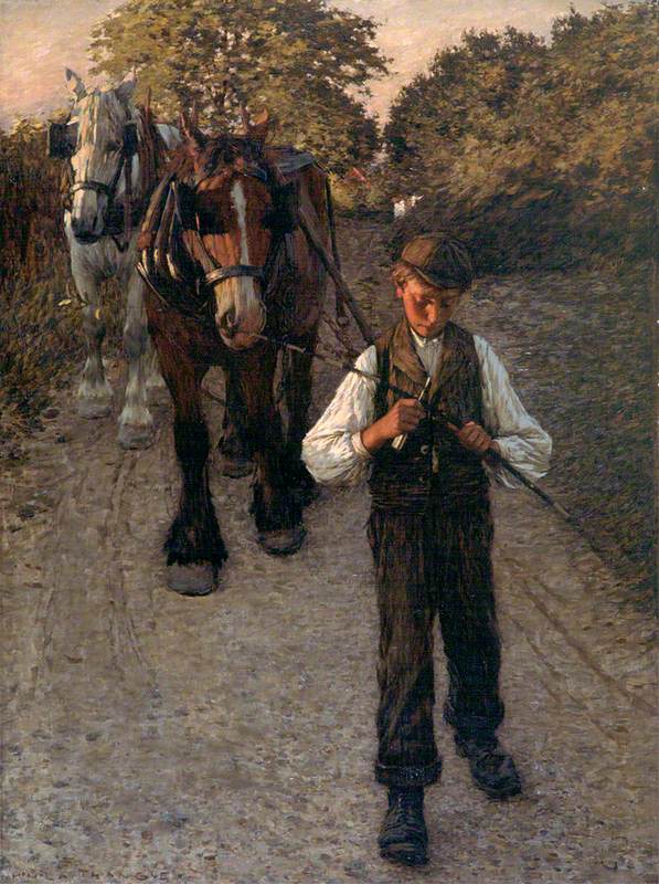 The Plough Boy, vintage artwork by Henry Herbert la Thangue, 12x8" (A4) Poster