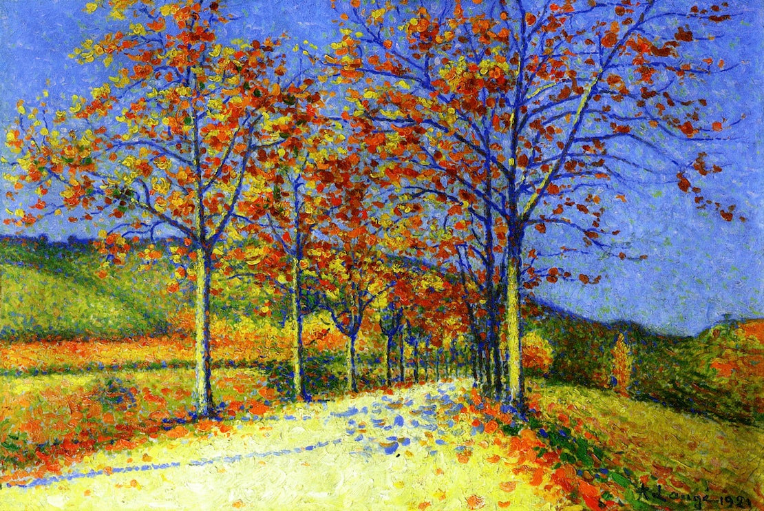 A Road with Almond Trees in Autumn by Achille Lauge,A3(16x12")Poster