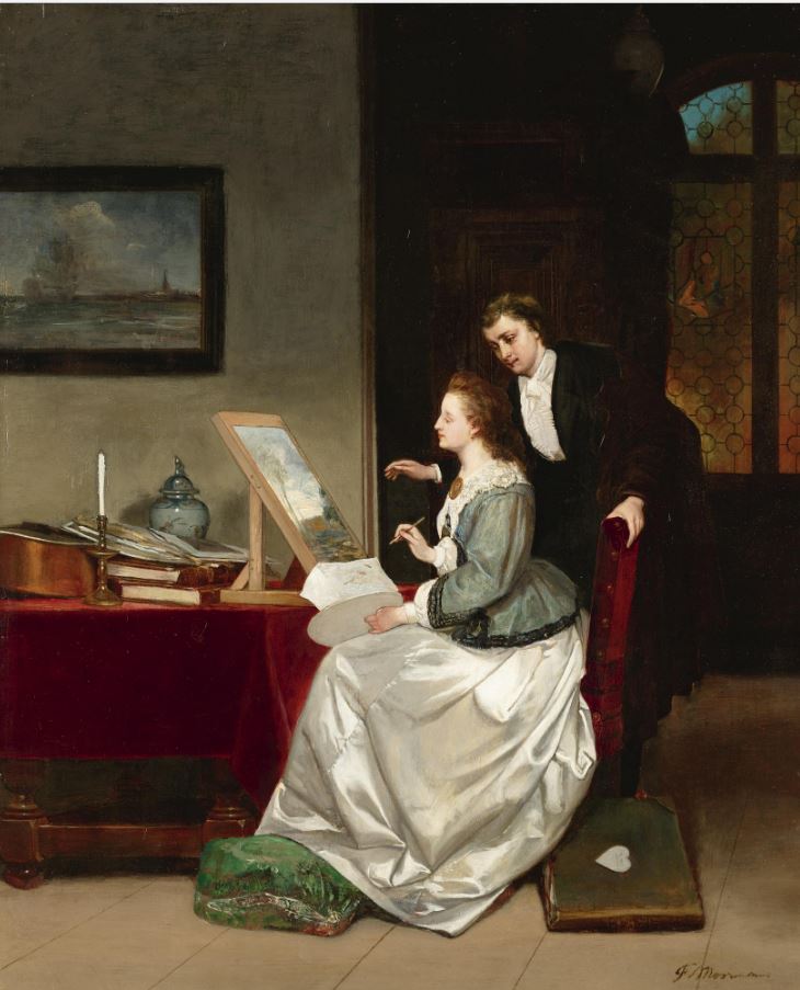 The Painting Lesson, vintage artwork by Franz Moormans, 12x8" (A4) Poster