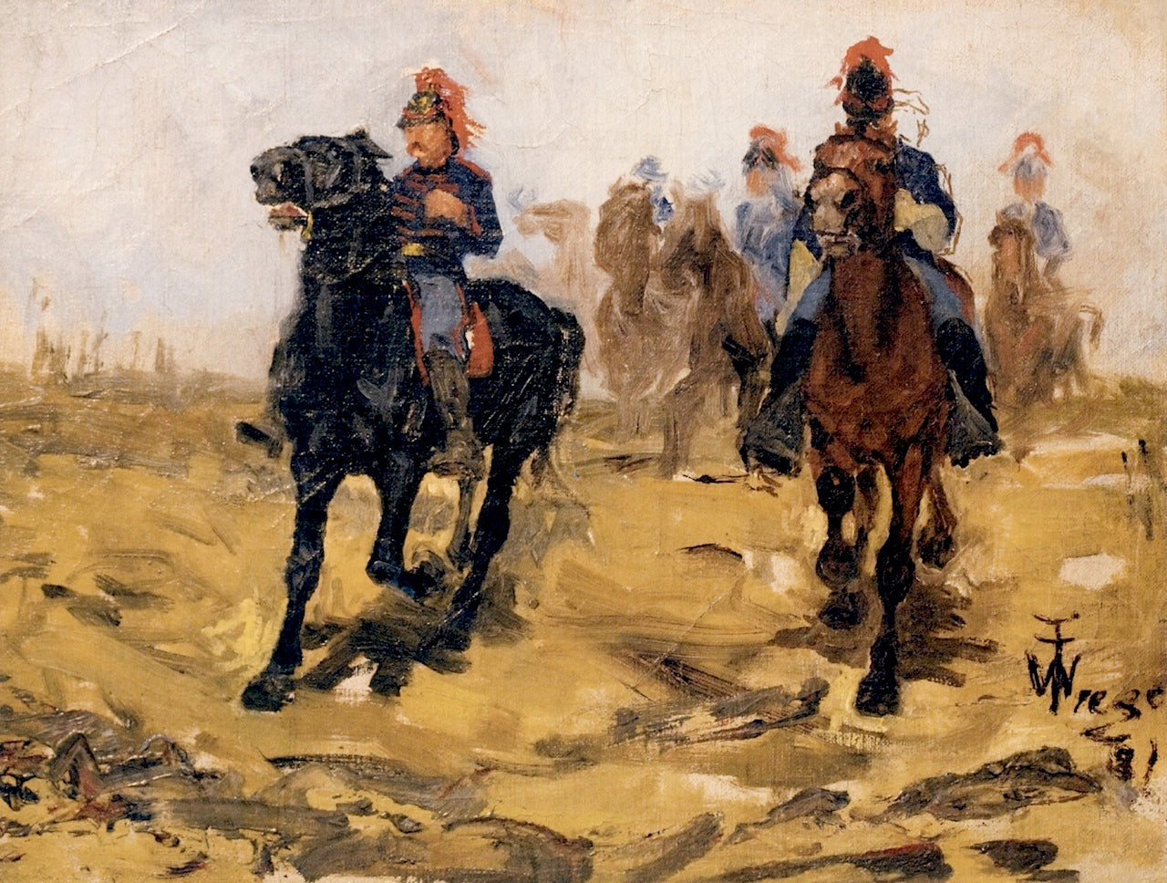 French Cavalry Officers, vintage artwork by William Trego, 12x8" (A4) Poster