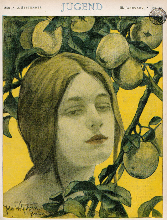 Jugend cover 1898, vintage artwork by Julie Wolfthorn, 12x8" (A4) Poster