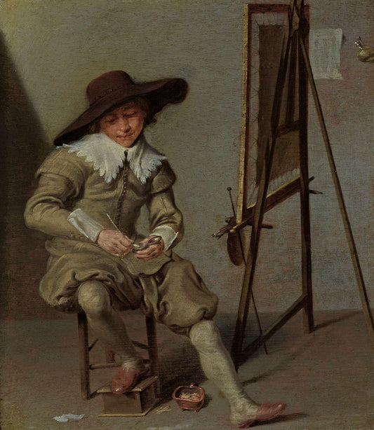 A Painter at His Easel, vintage artwork by Jacob van Velsen, 12x8" (A4) Poster
