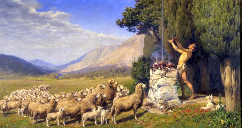 Abel's Offer, vintage artwork by Hans Andersen Brendekilde, 12x8" (A4) Poster